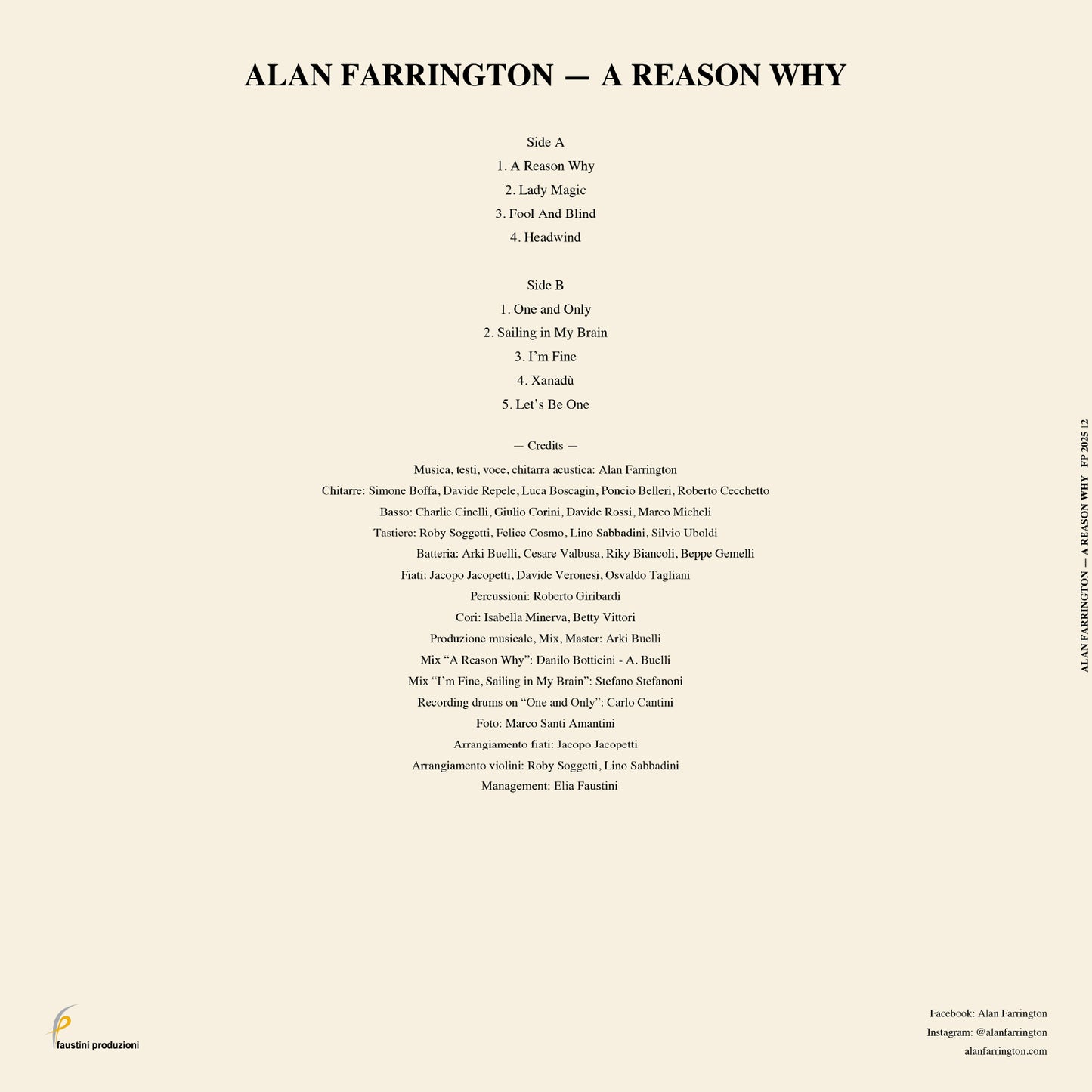Lp Alan Farrington "A Reason Why"